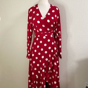 NWT Cooper Street Long Printed Dot Wrap Dress Size 10‎